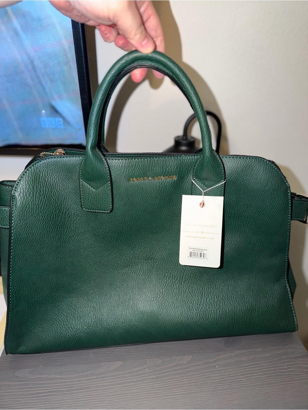Poppy & Peonies Uptown Tote Heritage Green